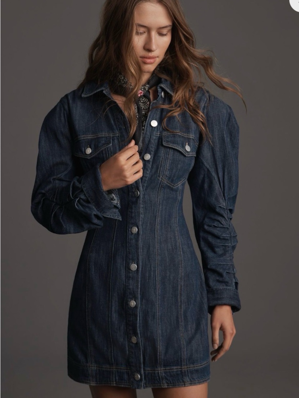 Pilcro button front denim mini dress NWT Large